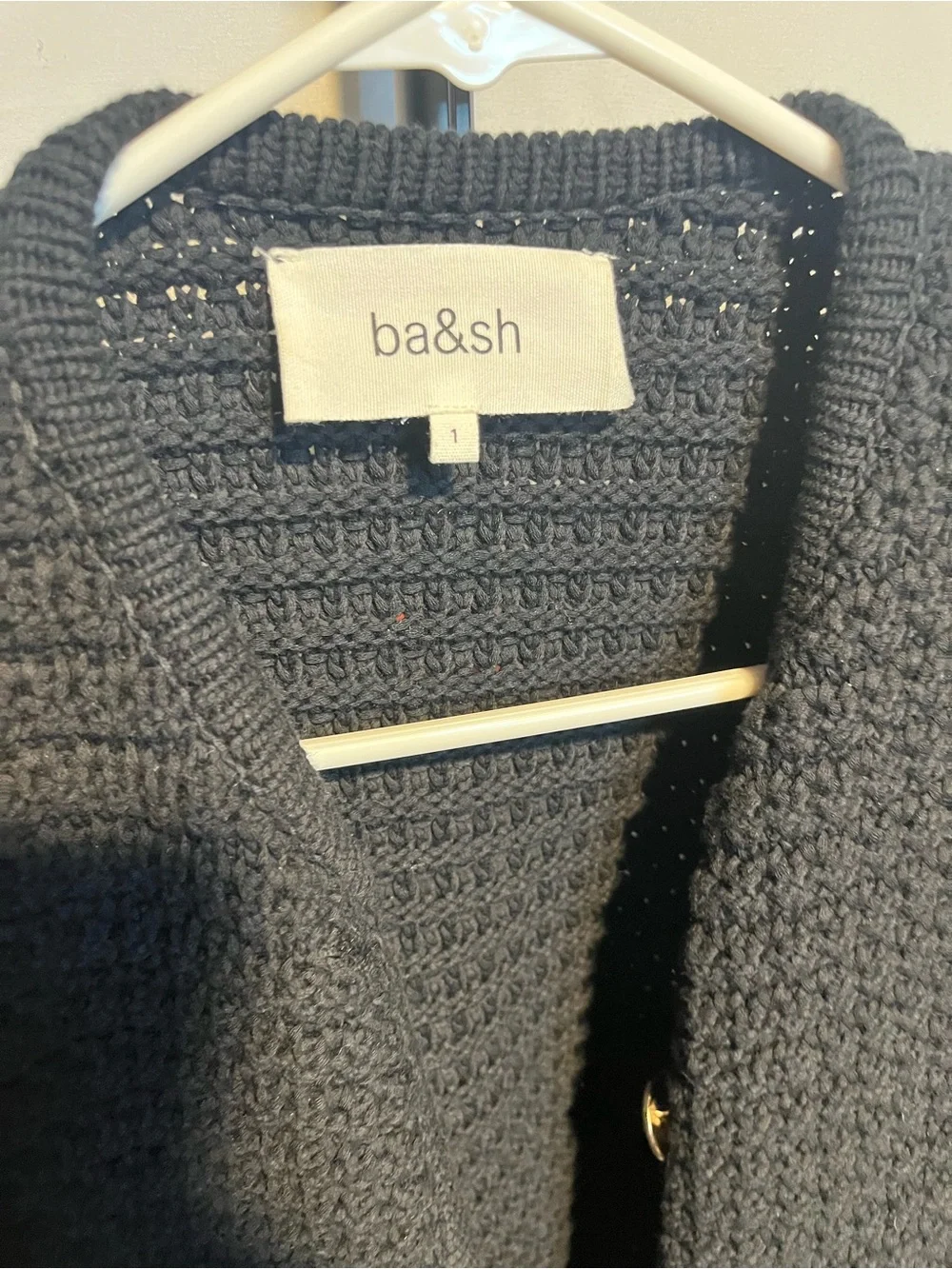 ba&sh Gaspard Crewneck Cotton-Blend textured knit Botton placket Cardigan Sz 1 - Picture 11 of 12